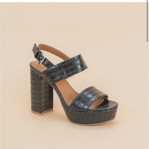 black croc platform heels